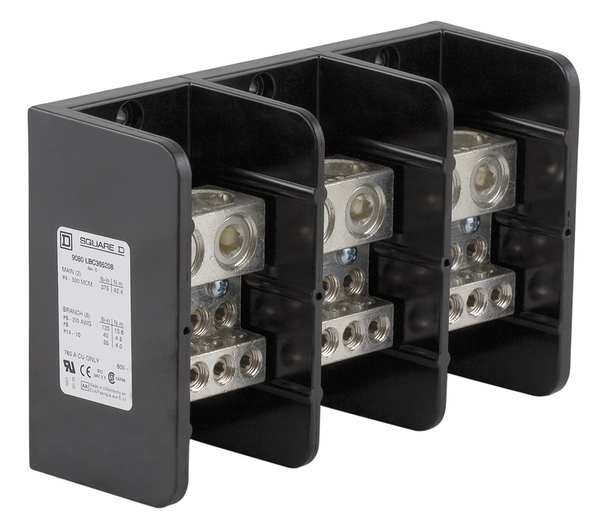Pwr Dist Block, 760A, 3P, 2AWG-500 MCM, 600V
