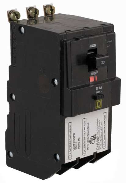Miniature Circuit Breaker, 30 A, 240V AC, 3 Pole, Bolt On Mounting Style, QOB Series