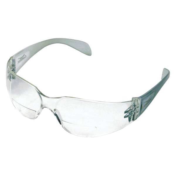 Bifocal Reader Safety Glasses, Diopter Strength +2.00, Anti-Scratch, Frameless, Clear Lens