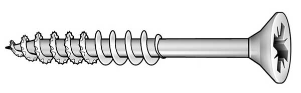 Deck Screw, #6 x 1-1/4 in, Steel, Flat Head, Phillips Drive, 100 PK