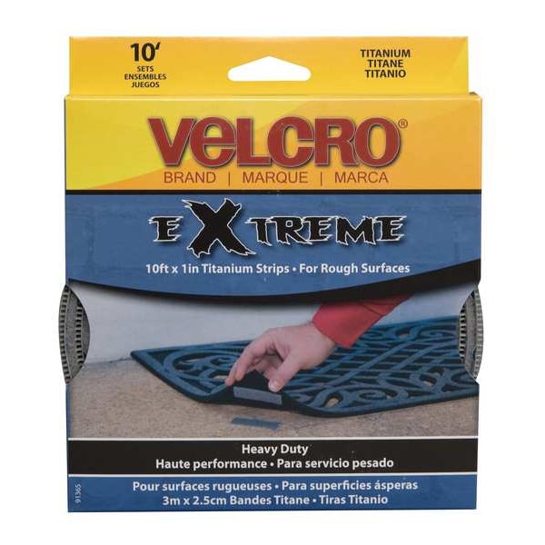 Reclosable Fastener Shapes, Rubber Adhesive, 10 ft, 1 in Wd, Gray