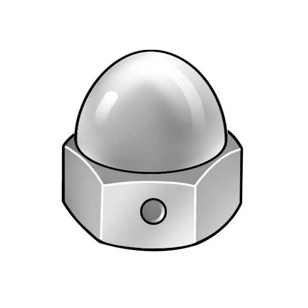 Cap Nut, #10-24, 18-8 Stainless Steel, Plain, 13/32 in H, 20 PK