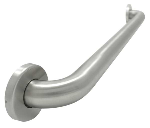 ADA Compliant Grab Bar, Wall Mount, 42 in L, 1-1/2 in Dia, Stainless Steel, Satin Finish, Silver