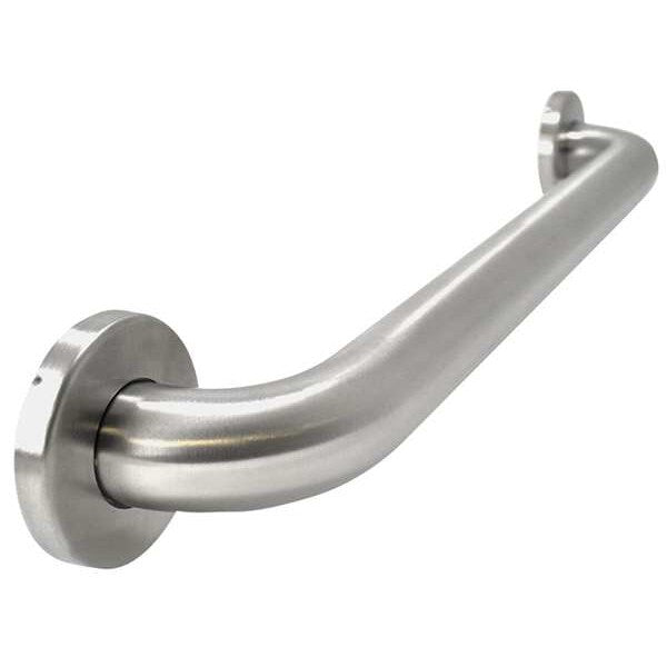 ADA Compliant Grab Bar, Wall Mount, 18 in L, 1-1/2 in Dia, Stainless Steel, Satin Finish, Silver