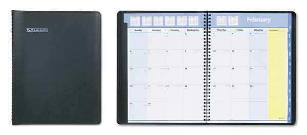Planner, Monthly, 8-1/4 x 10-7/8in, Black