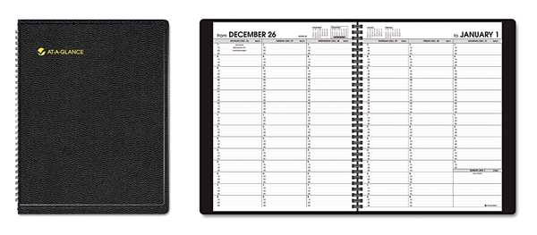 Planner, Weekly, 8-1/4 x 10-7/8in, Black