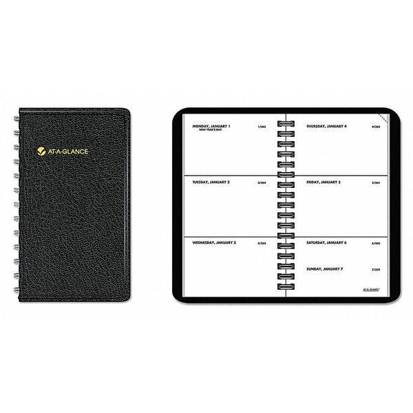 Planner, Weekly, 2-1/2 x 4-1/2in, Black