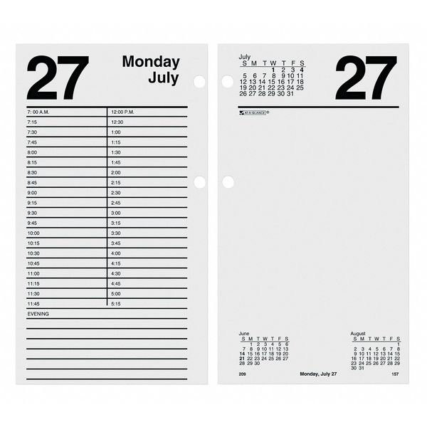 4-1/2x8 Daily Desk Calendar Refill, White
