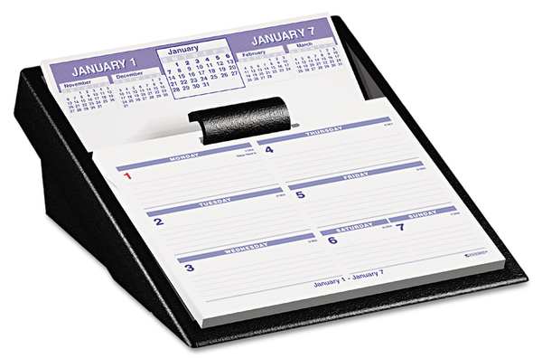 Weekly Desk Calendar with Base, 5-5/8 x 7