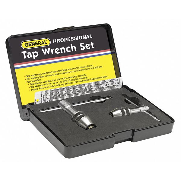 Tap Wrench Set, 0 to 1/2 In, 3 pc