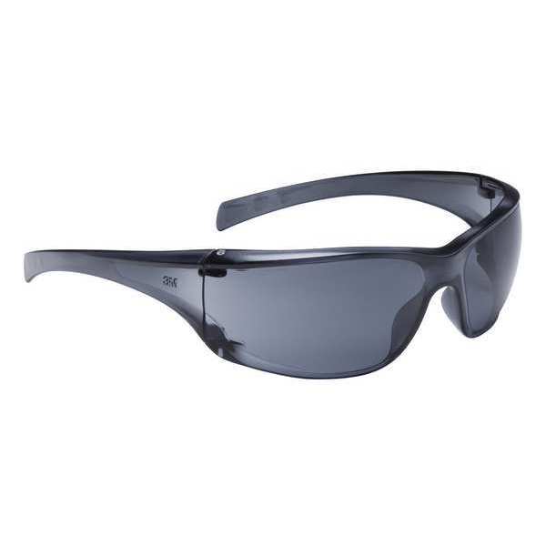 Safety Glasses, Wraparound Gray Polycarbonate Lens, Scratch-Resistant