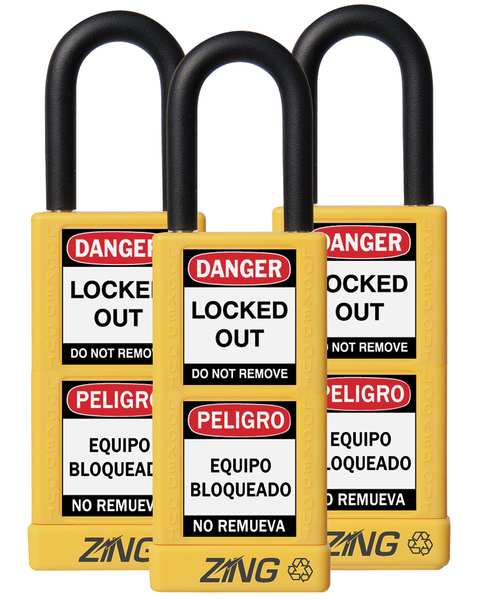 Lockout Padlock, KA, Yellow, 3