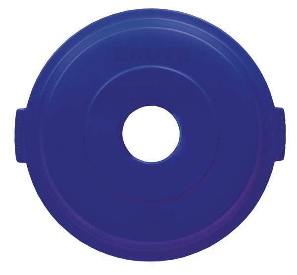 32 gal Flat Bottle and Can Recycling Top, 21 in W/Dia, Blue, HDPE, 1 Openings