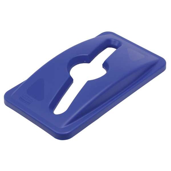 23 gal Dome Recycling Lid, 11 1/2 in W/Dia, Blue, Resin, 1 Openings