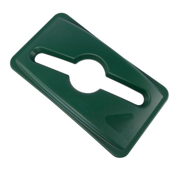 23 gal Dome Recycling Lid, 11 1/2 in W/Dia, Green, Resin, 1 Openings