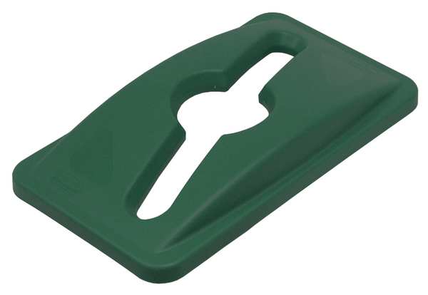 23 gal Dome Recycling Lid, 11 1/2 in W/Dia, Green, Resin, 1 Openings