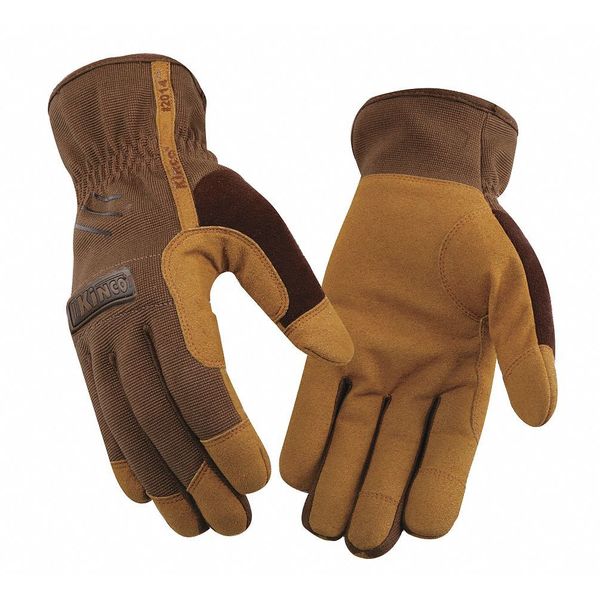Mechanics Gloves, Xl, Brown, Synthetic Leather Palm, Spandex