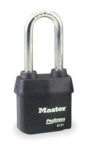 Padlock, Keyed Alike, Long Shackle, Rectangular Steel Body, Boron Shackle, 7/8 in W