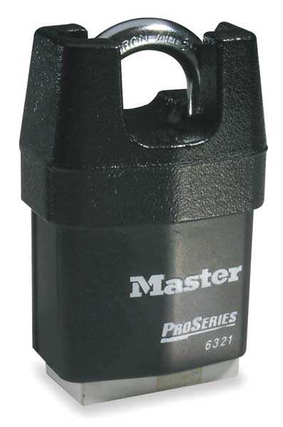 Padlock, Keyed Alike, Partially Hidden Shackle, Rectangular Steel Body, Boron Shackle, 7/8 in W