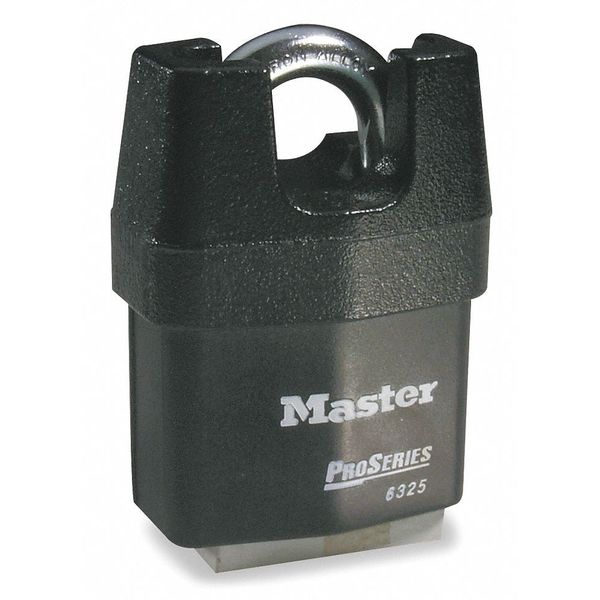 Padlock, Keyed Different, Partially Hidden Shackle, Rectangular Steel Body, Boron Shackle, 7/8 in W