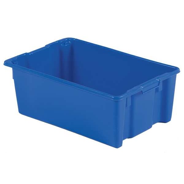 Stack & Nest Bin, Blue, Plastic, 28 3/8 in L x 18 3/4 in W x 10 1/2 in H, 40 lb Load Capacity