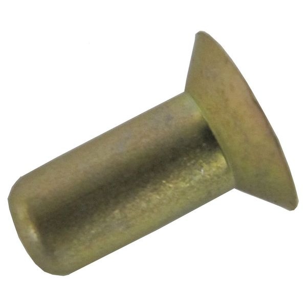 Solid Rivet, Countersunk Head, 0.125 in Dia., 0.25 in L, Aluminum Body, 250 PK