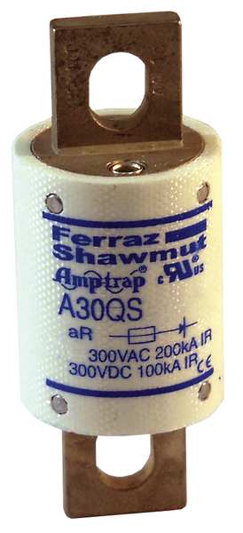 Semiconductor Fuse, Fast Acting, 80 A, A30QS Series, 300V AC, 300V DC, 3-1/8