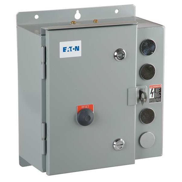 Nonreversing NEMA Magnetic Motor Starter, 3R NEMA Rating, 24V AC, 3 Poles, 1NC/1NO