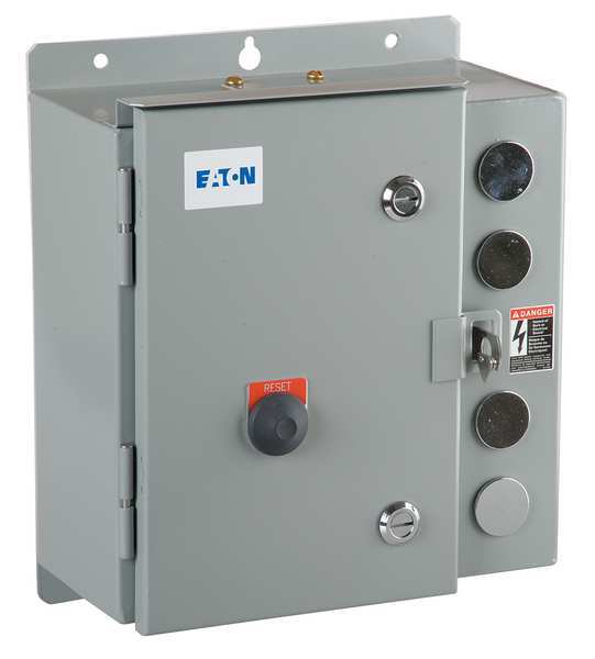 Nonreversing NEMA Magnetic Motor Starter, 3R NEMA Rating, 208V AC, 3 Poles, 1NC/1NO