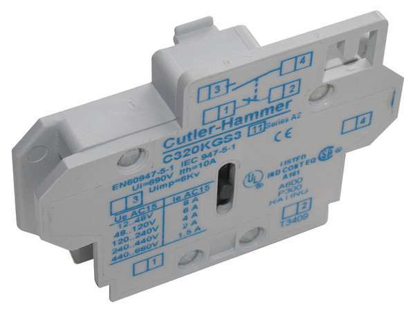 Cutler-Hammer Auxiliary Contacts, 1NO, Side Mnt, Size00-2