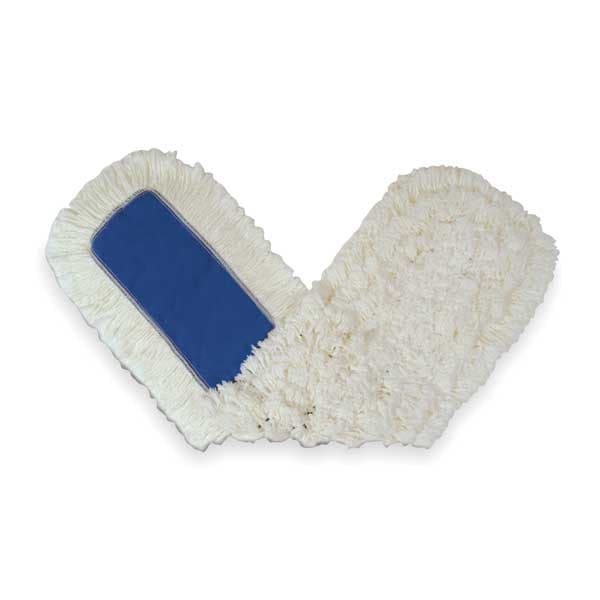 36 in L Dust Mop, Tabs/Pockets Connection, Cut-End, White, Cotton