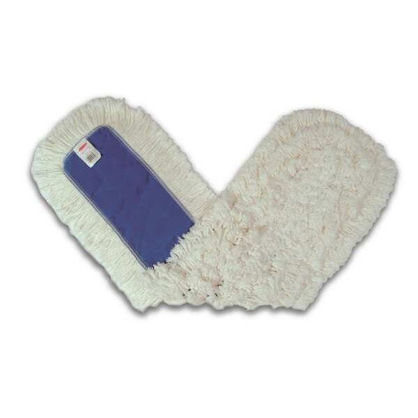 36 in L Dust Mop, Tabs/Pockets Connection, Cut-End, White, Cotton