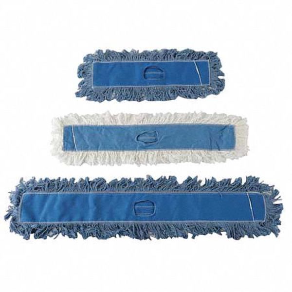36 in L Flat Dust Mop, Slide On Connection, Cut-End, Blue, Cotton