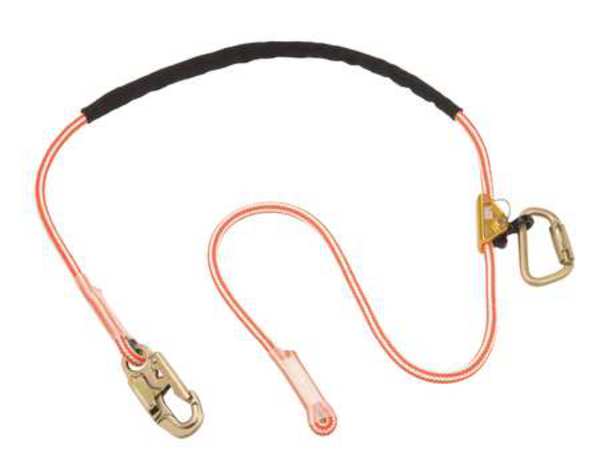 Positioning Lanyard, 8 ft., 310 lb. Weight Capacity, Orange/White with Blue Core