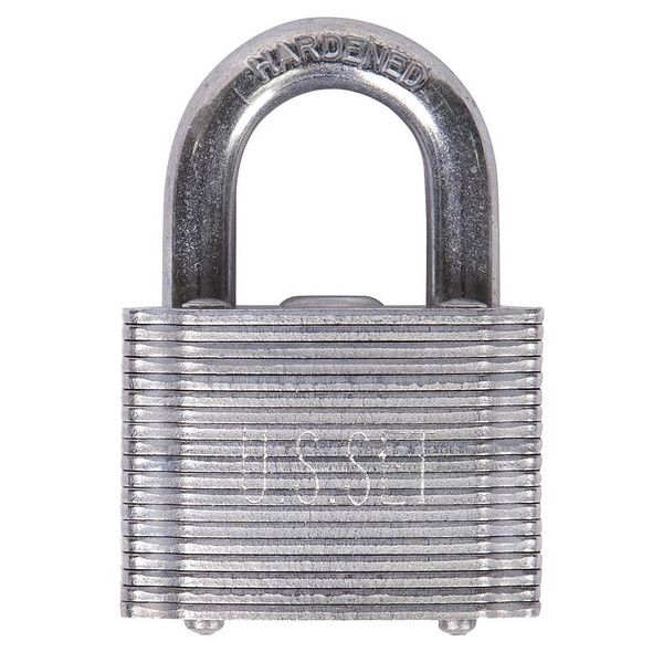 Padlock, Keyed Different, Standard Shackle, Square Steel Body, Steel Shackle, 13/16 in W