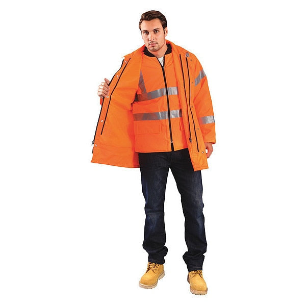 Medium Men's 5-In-1 Parka, Hi-Vis Orange