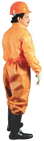 Collared Disposable Coveralls, 3XL, 25 PK, Orange, Polypropylene, Zipper