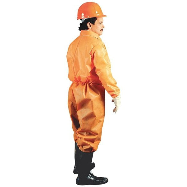 Collared Disposable Coveralls, L, 25 PK, Orange, Polypropylene, Zipper