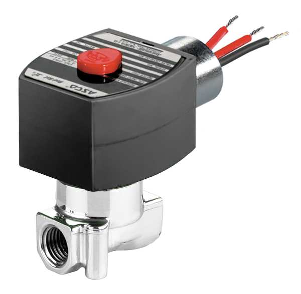 120V AC Stainless Steel Solenoid Valve, Normally Closed, 1/4 in Pipe Size