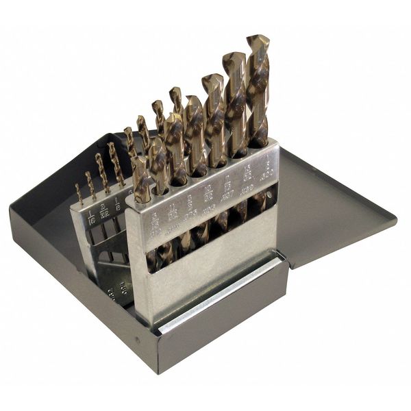 15PC 135Â° Heavy-Duty Cobalt Jobber Length Drill Set Chicago-Latrobe 550ASP Straw HSS-CO 8% 1/16-1/2