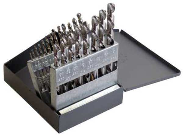 Left-Hand Helix Jobber Length Drill Set Chicago-Latrobe 150L Bright HSS LHS/LHC, 21-Piece