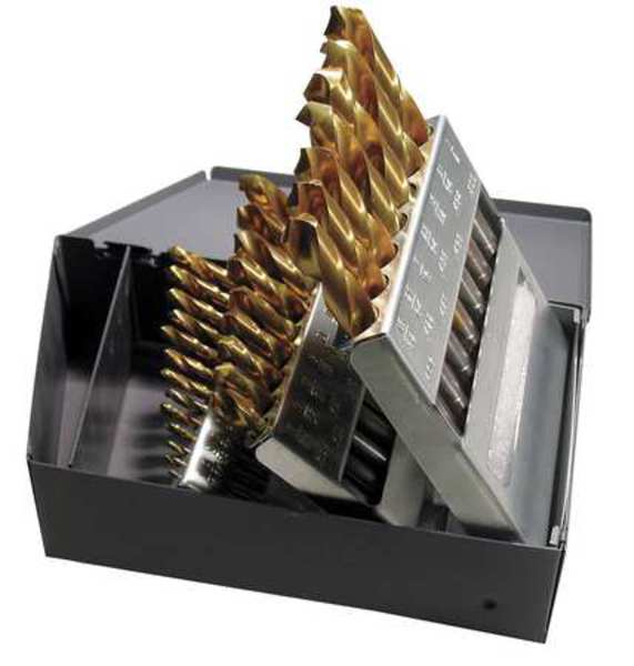 29PC 135Â° Heavy-Duty Cobalt Jobber Length Drill Set Chicago-Latrobe 550-TN TiN HSS-CO 1/16-1/2x1/64