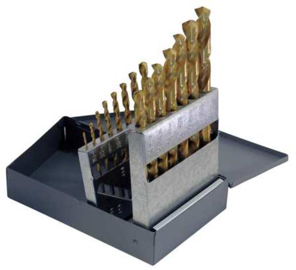 15PC 135Â° Heavy-Duty Cobalt Jobber Length Drill Set Chicago-Latrobe 550-TN TiN HSS-CO 1/16-1/2x1/32