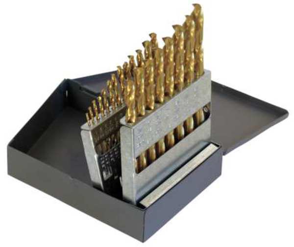 21PC 135Â° Heavy-Duty Cobalt Jobber Length Drill Set Chicago-Latrobe 550-TN TiN HSS-CO 1/16-3/8x1/64
