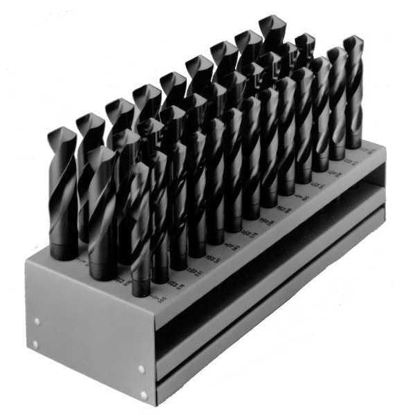 33PC 1/2 Reduced Shank Silver & Deming Drill Set Chicago-Latrobe 190F Steam Oxide HSS 1/2-1IN