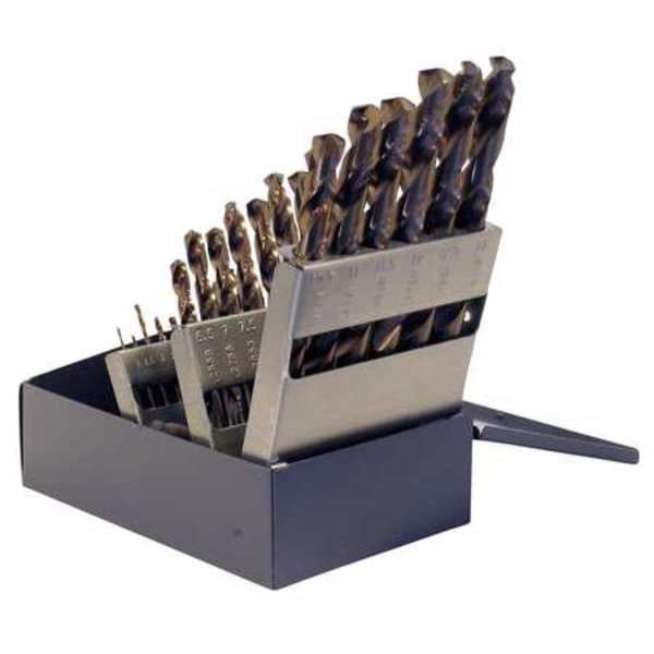 25PC 135Â° Heavy-Duty Cobalt Jobber Lngth Drill Set Chicago-Latrobe 550 Straw HSS-CO 8% 1mm-13mmx.5mm