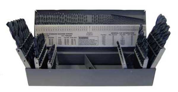 114PC 118Â° General Purpose Jobber Length Drill Set CL 150 Oxide HSS 1/16-1/2, #1-#60, 1mm-13mm