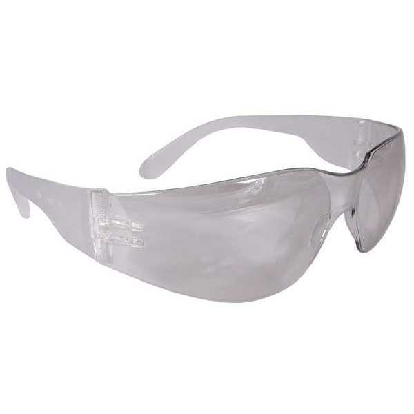 Safety Glasses, Wraparound Clear Polycarbonate Lens, Uncoated