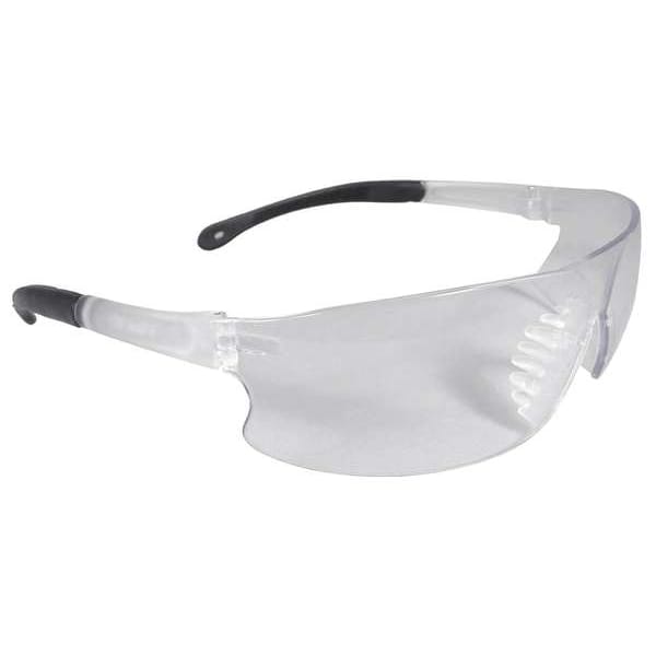 Rad-Sequel Safety Glasses, Anti-Scratch, Black Arm, Wraparound, Clear Frameless, Clear Lens