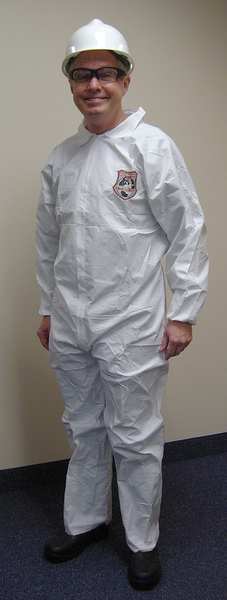 Disposable Coveralls, 3XL, 25 PK, White, Microporous Fabric, Zipper